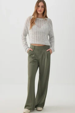 Pleated Pull On Wide Leg Trouser