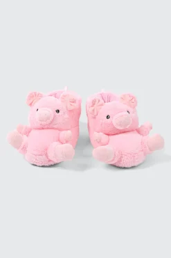 Plush Pink Pig Slippers