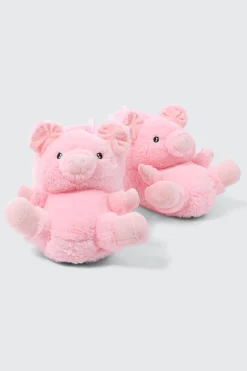 Plush Pink Pig Slippers