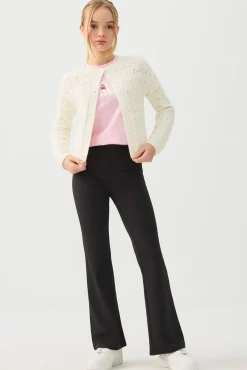 Pointelle Crew Neck Cardigan