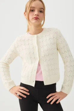 Pointelle Crew Neck Cardigan