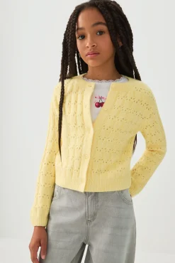Pointelle Crew Neck Cardigan