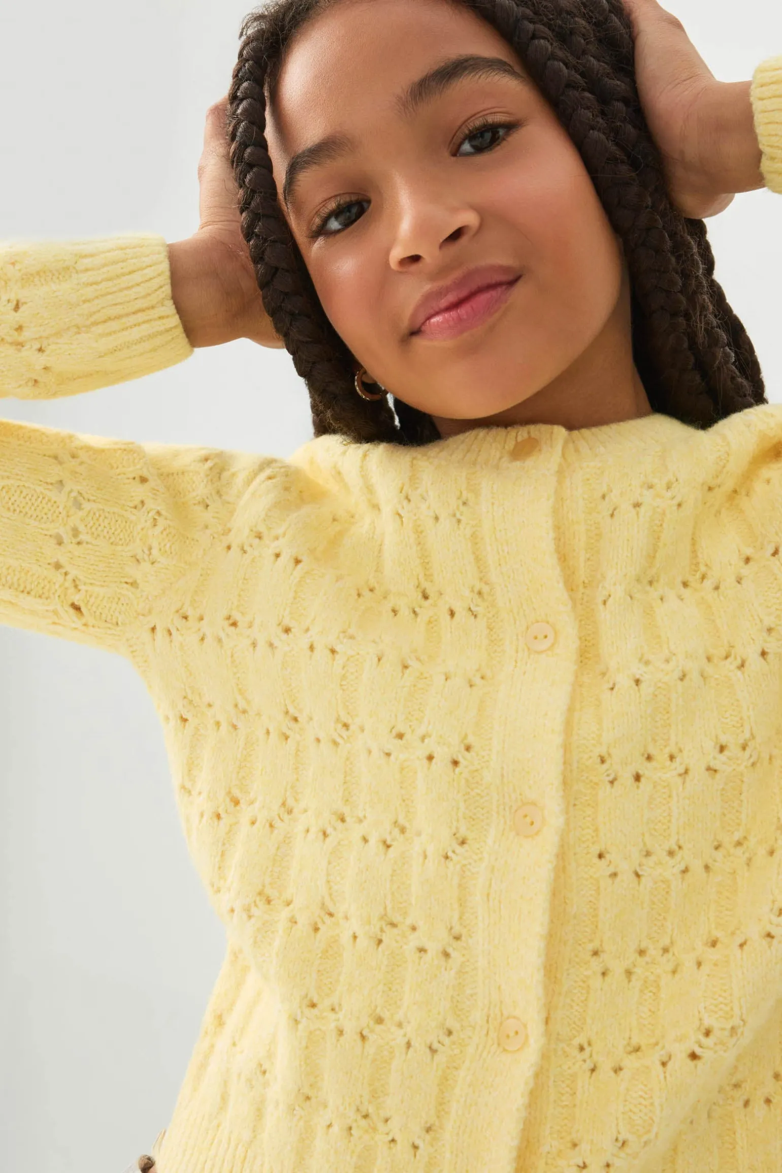 Pointelle Crew Neck Cardigan