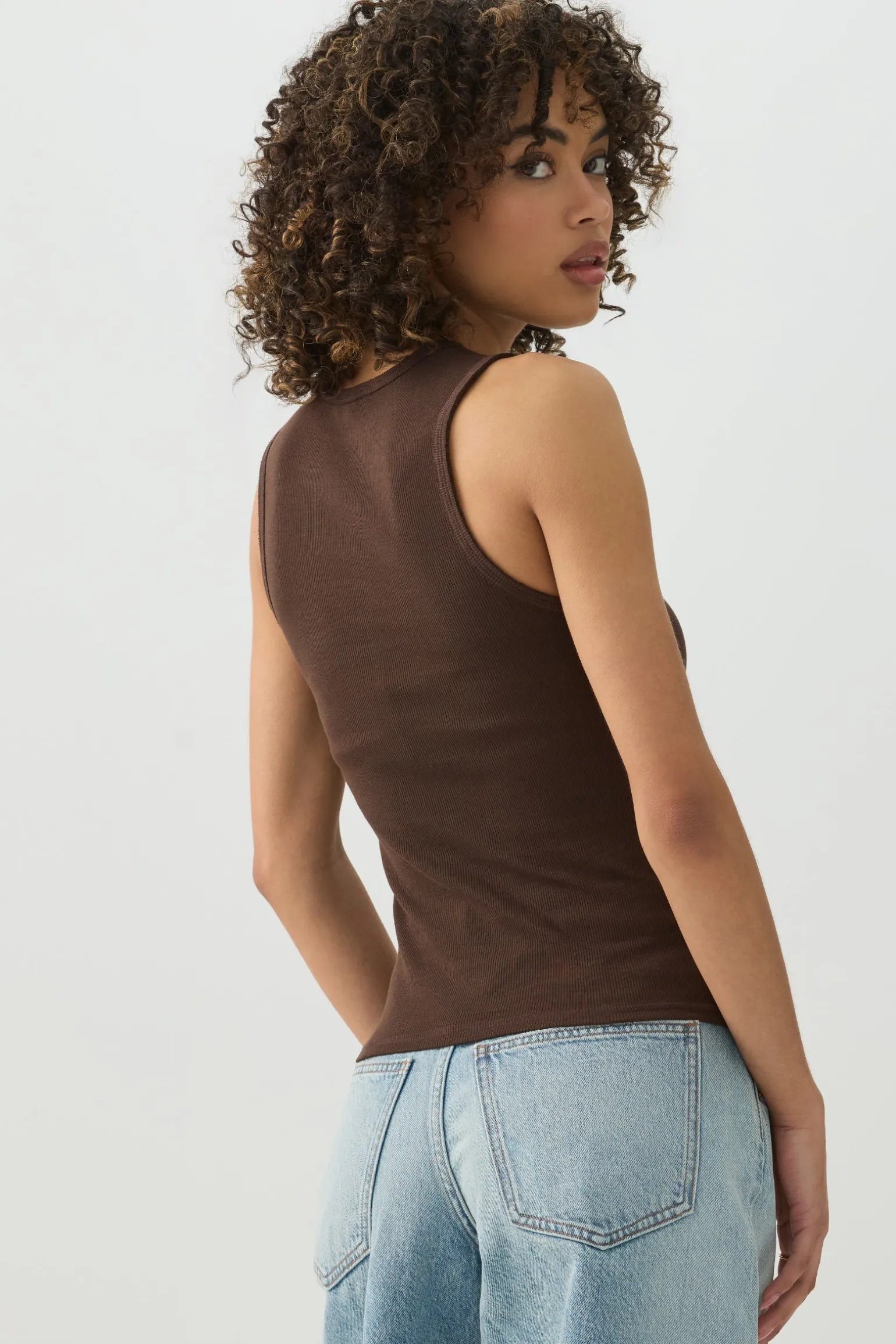 Printed High Neck Tank Top