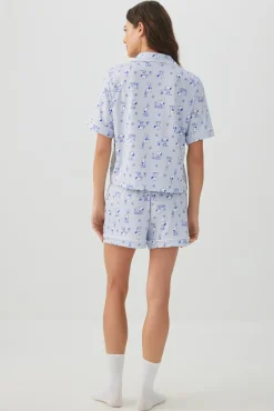 Printed Notch Collar Pajama Set