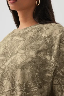 Printed Raglan Crew Neck Sweatshirt