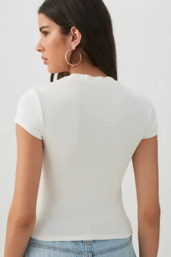 Printed Rib Crop T-Shirt