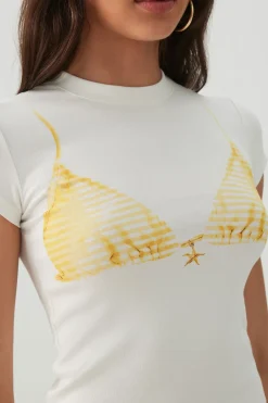 Printed Rib Crop T-Shirt