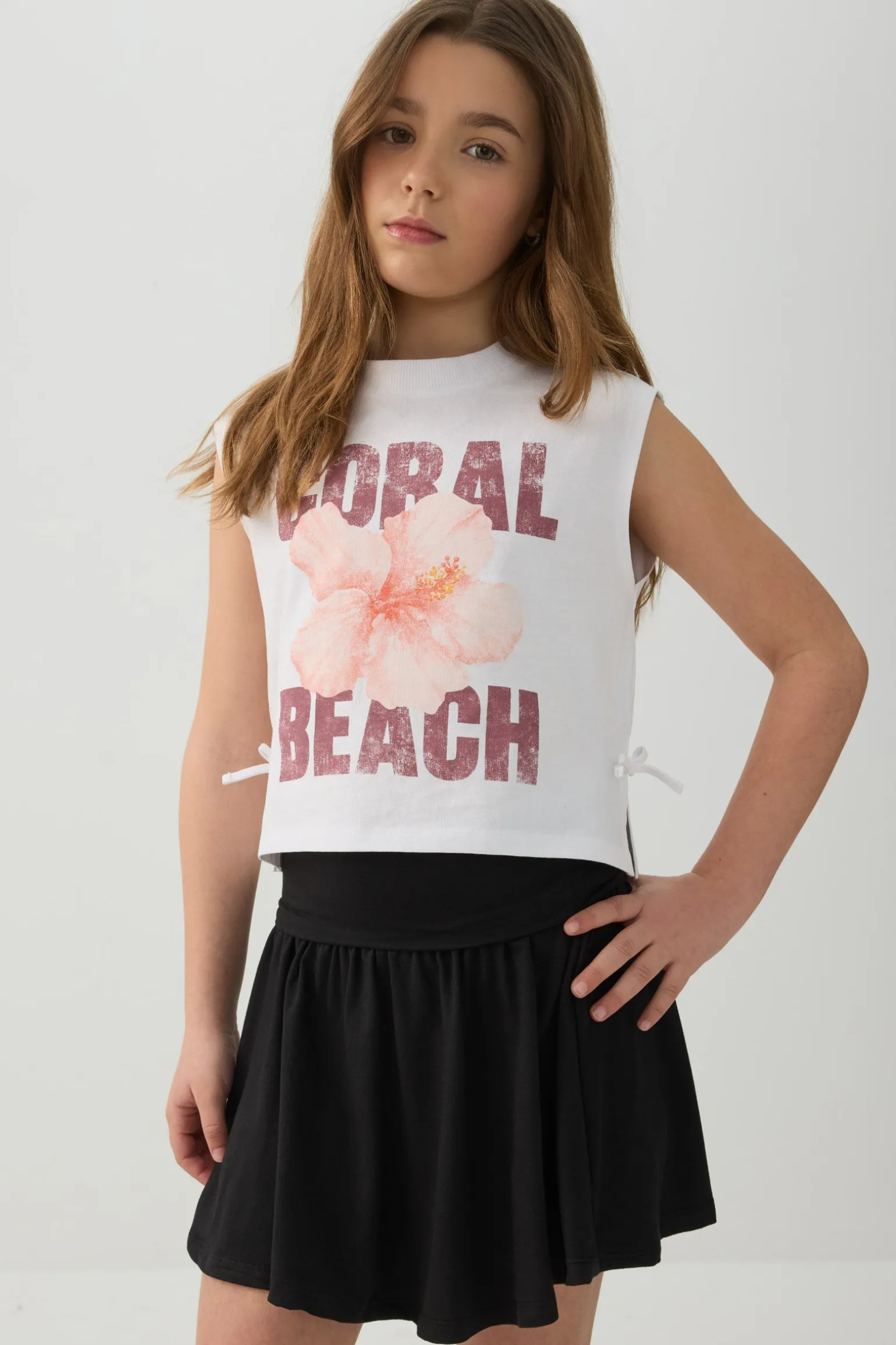 Printed Tank Top with Side Bows