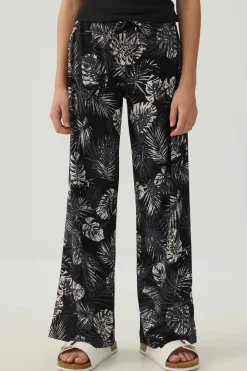 Printed Wide Leg Knit Crepe Pants