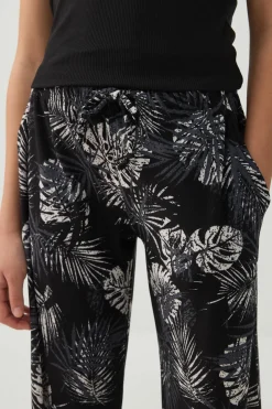 Printed Wide Leg Knit Crepe Pants