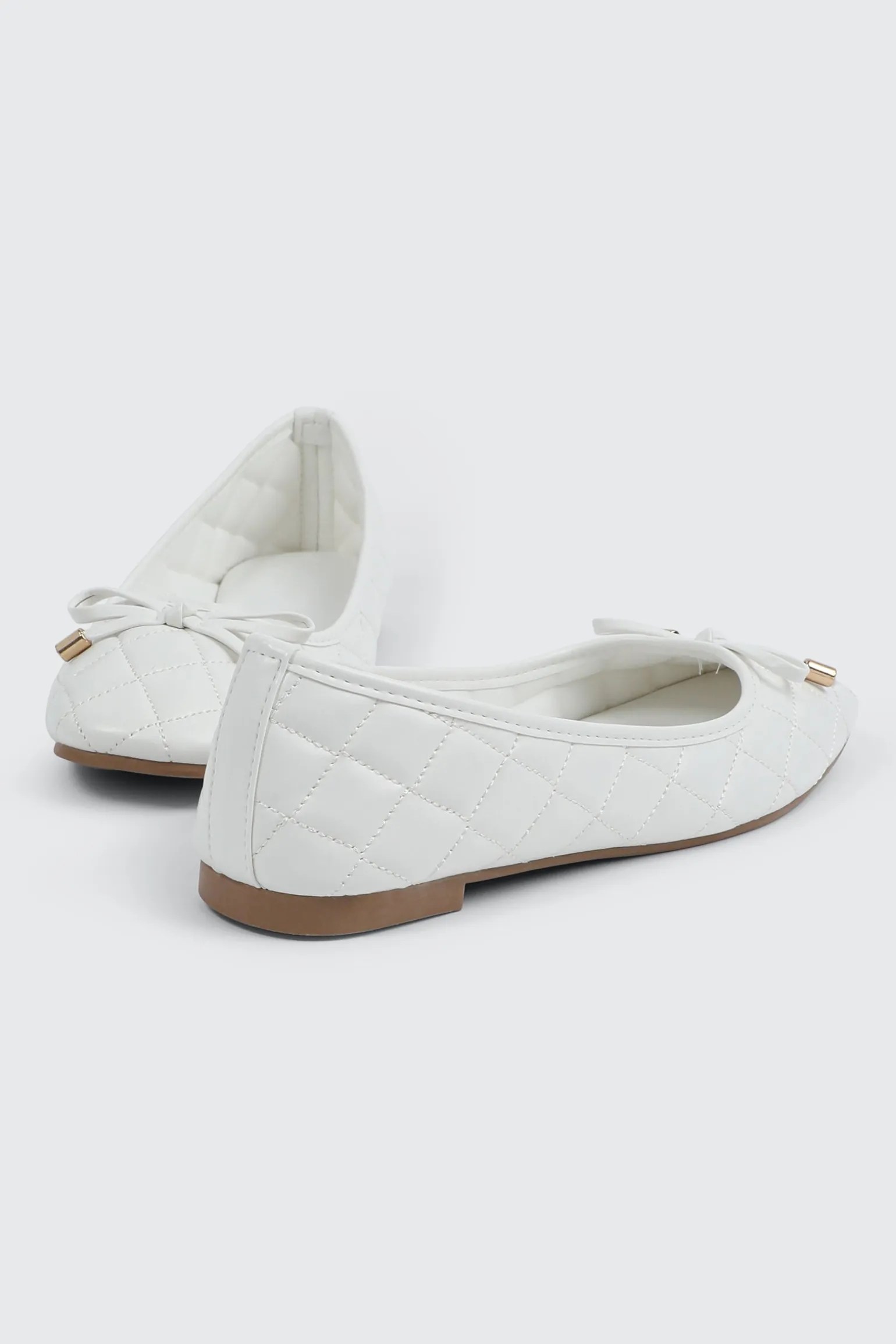 Quilted Square Toe Ballet Flats
