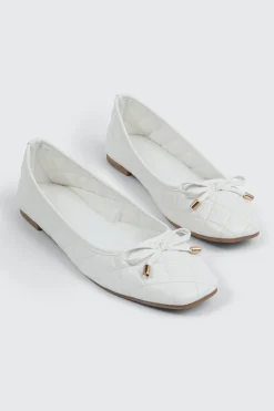 Quilted Square Toe Ballet Flats