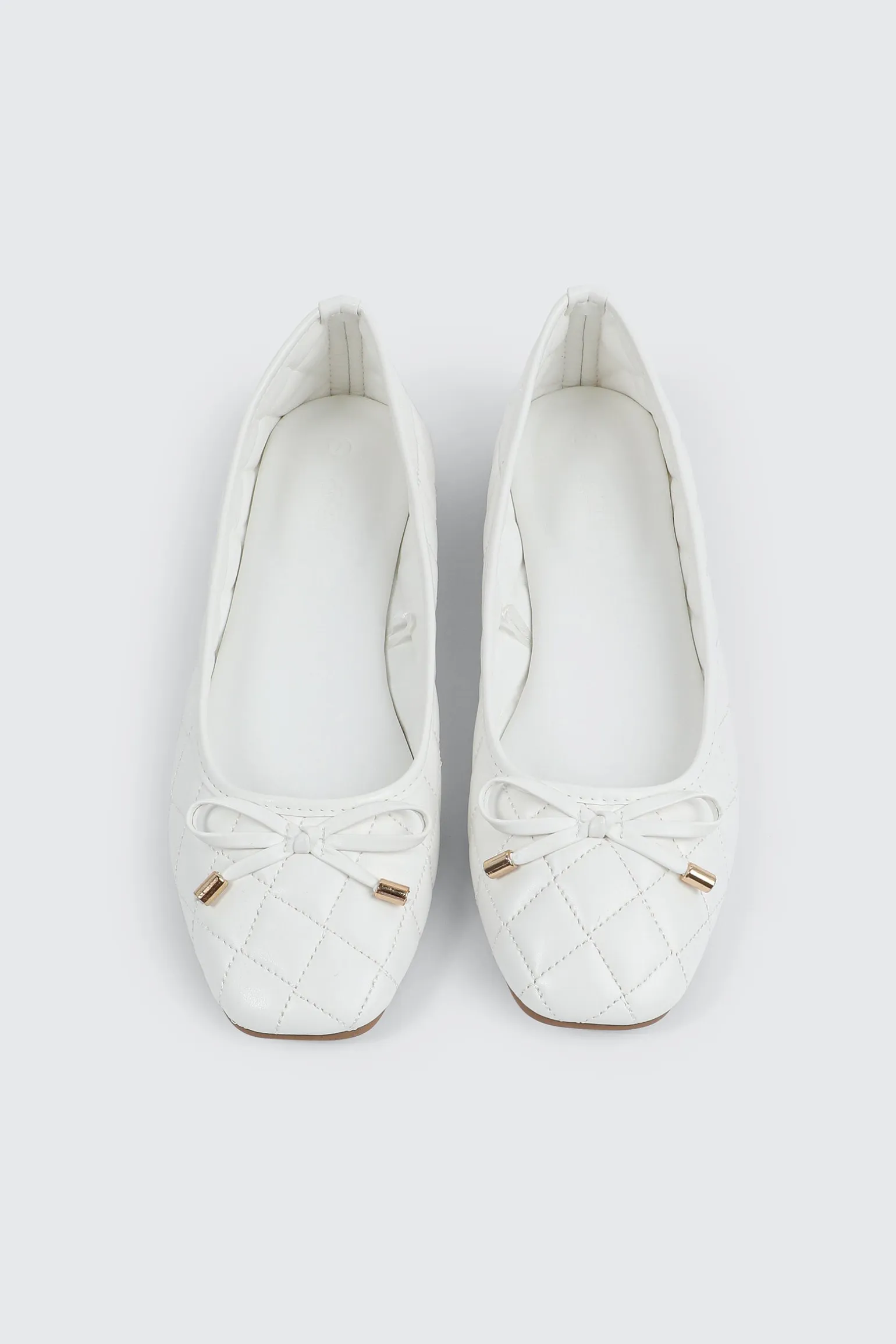Quilted Square Toe Ballet Flats