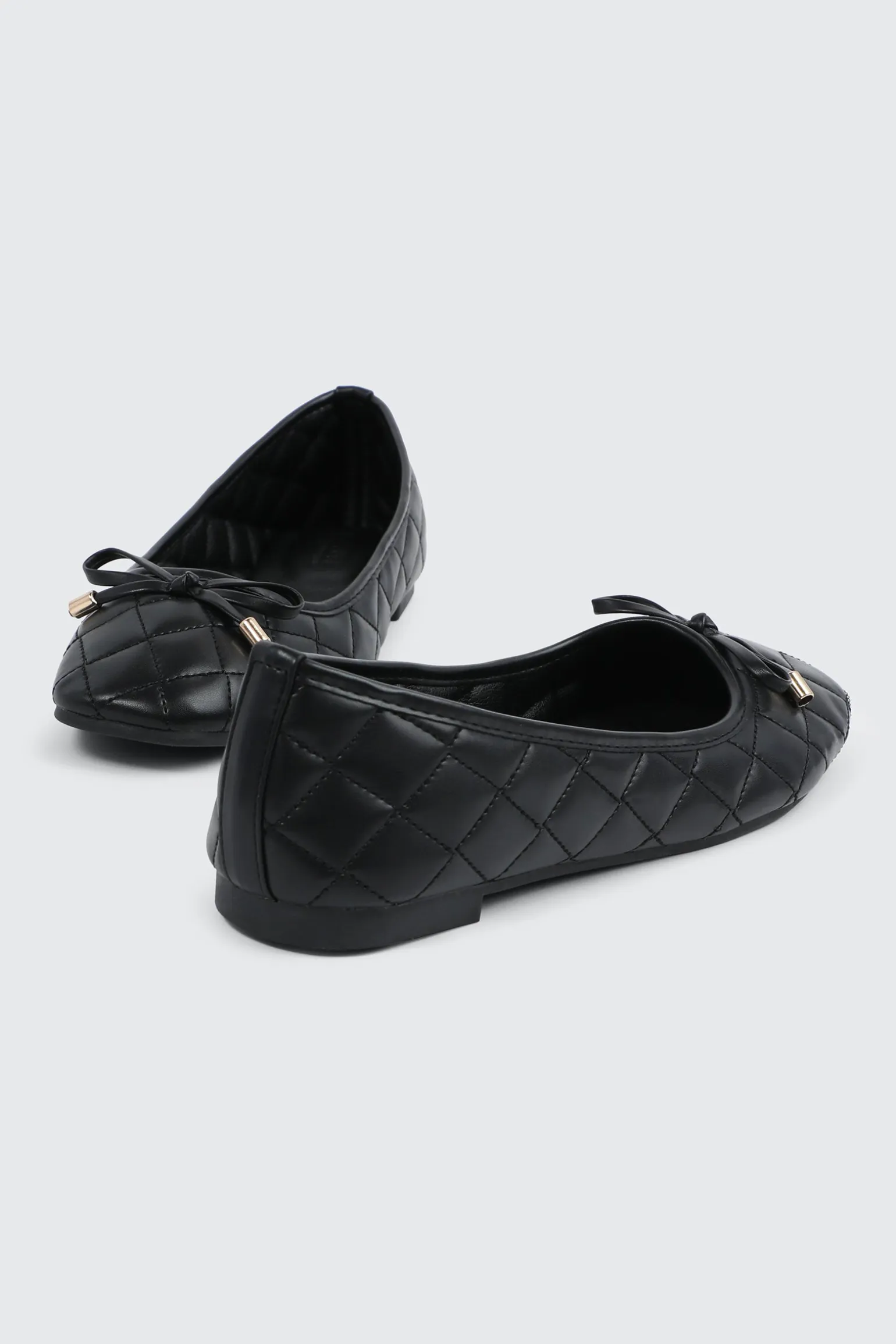 Quilted Square Toe Ballet Flats