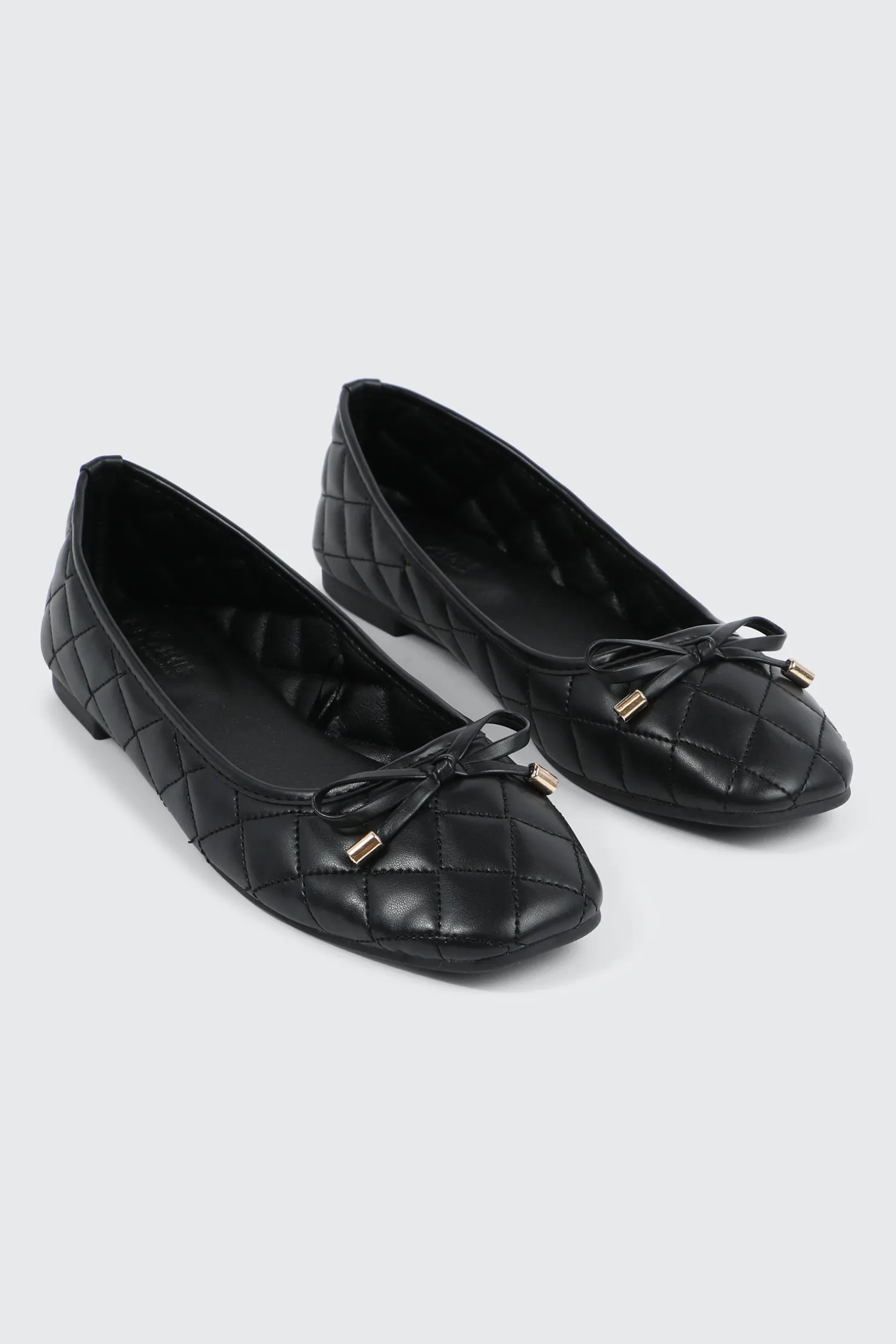 Quilted Square Toe Ballet Flats