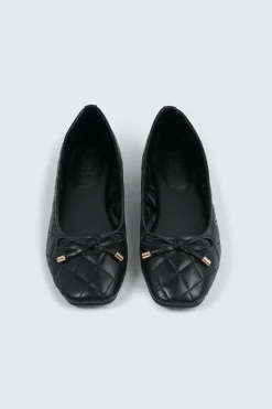 Quilted Square Toe Ballet Flats