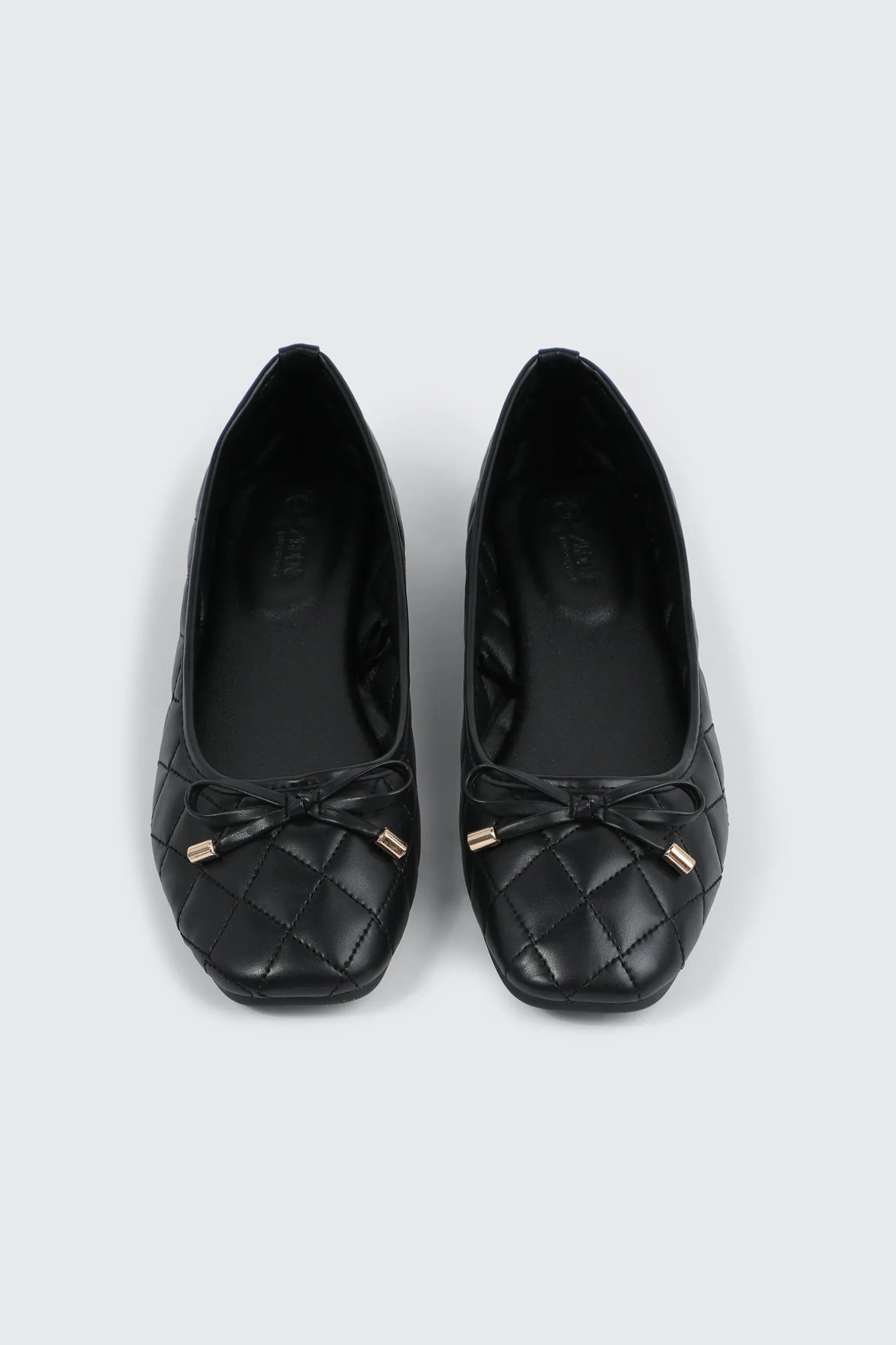Quilted Square Toe Ballet Flats