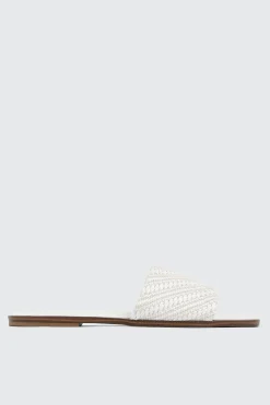 Raffia Square Toe Slide Sandals