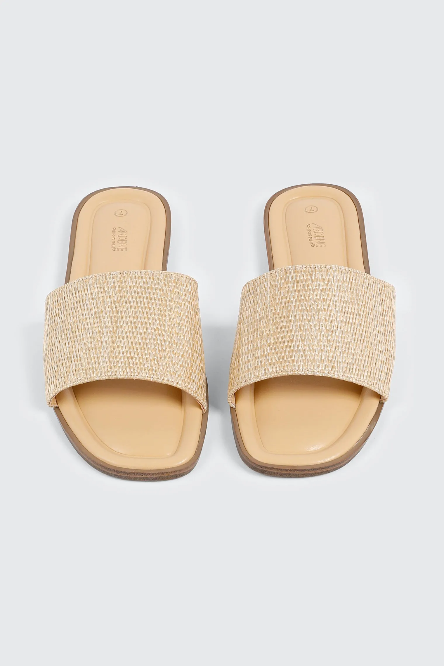 Raffia Square Toe Slide Sandals