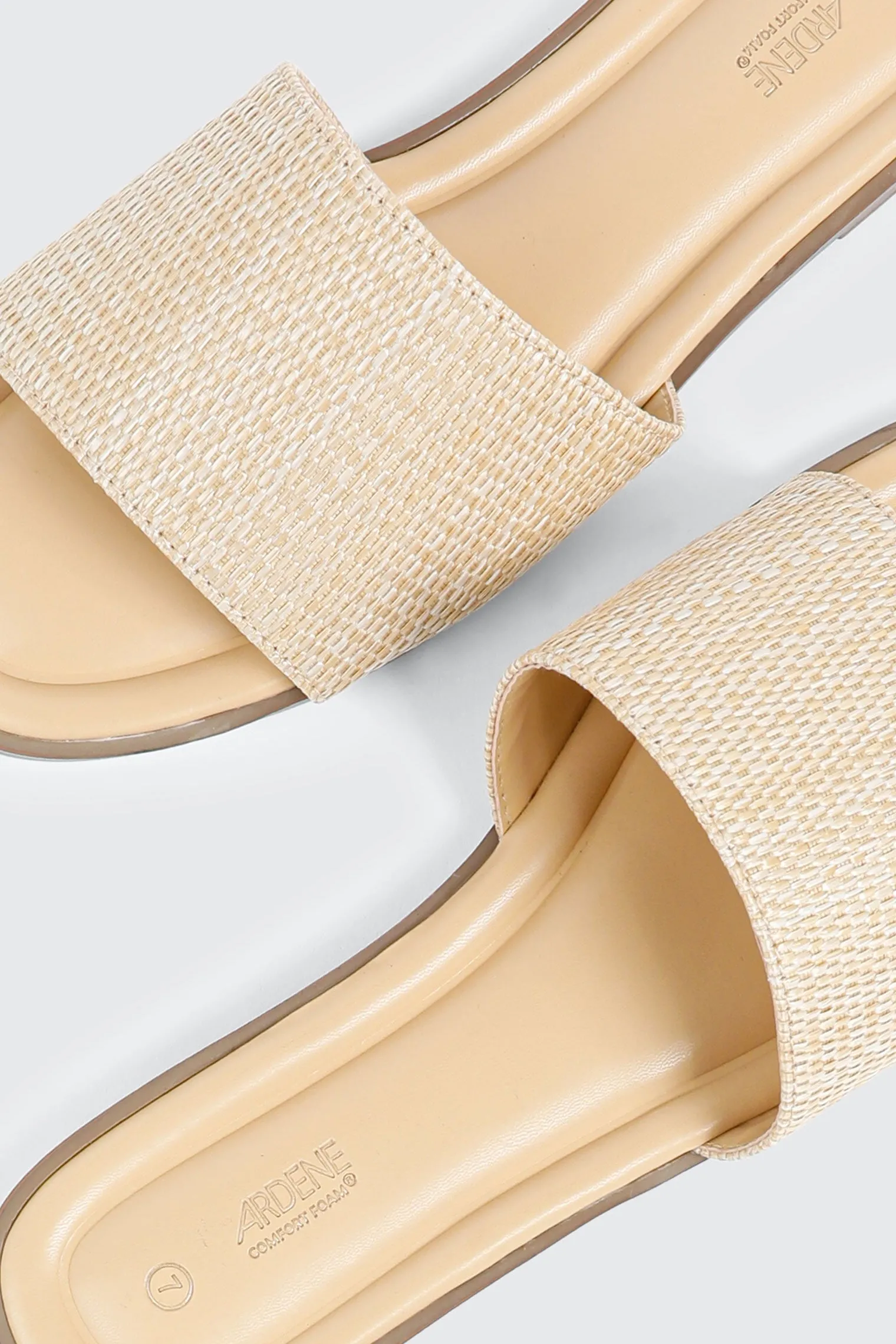 Raffia Square Toe Slide Sandals