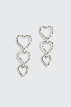 Rhinestone Heart Trio Earrings