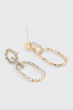 Rhinestone Oval Link Earrings