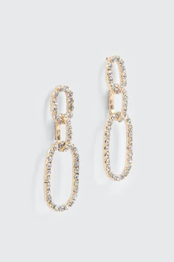 Rhinestone Oval Link Earrings