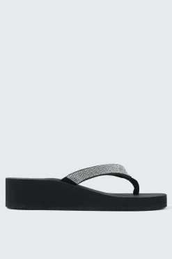 Rhinestone Platform Wedge Flip Flops