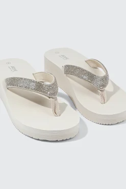Rhinestone Platform Wedge Flip Flops