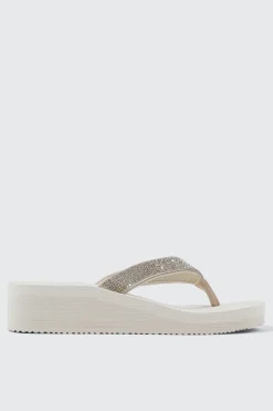 Rhinestone Platform Wedge Flip Flops