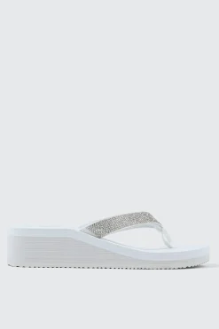 Rhinestone Platform Wedge Flip Flops