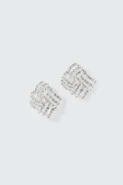 Rhinestone Square Earrings