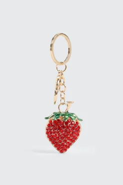 Rhinestone Strawberry Keychain