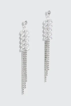 Rhinestone Tassel Drop Earrings