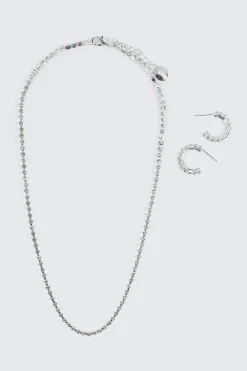 Rhinestone Tennis Necklace & Earrings