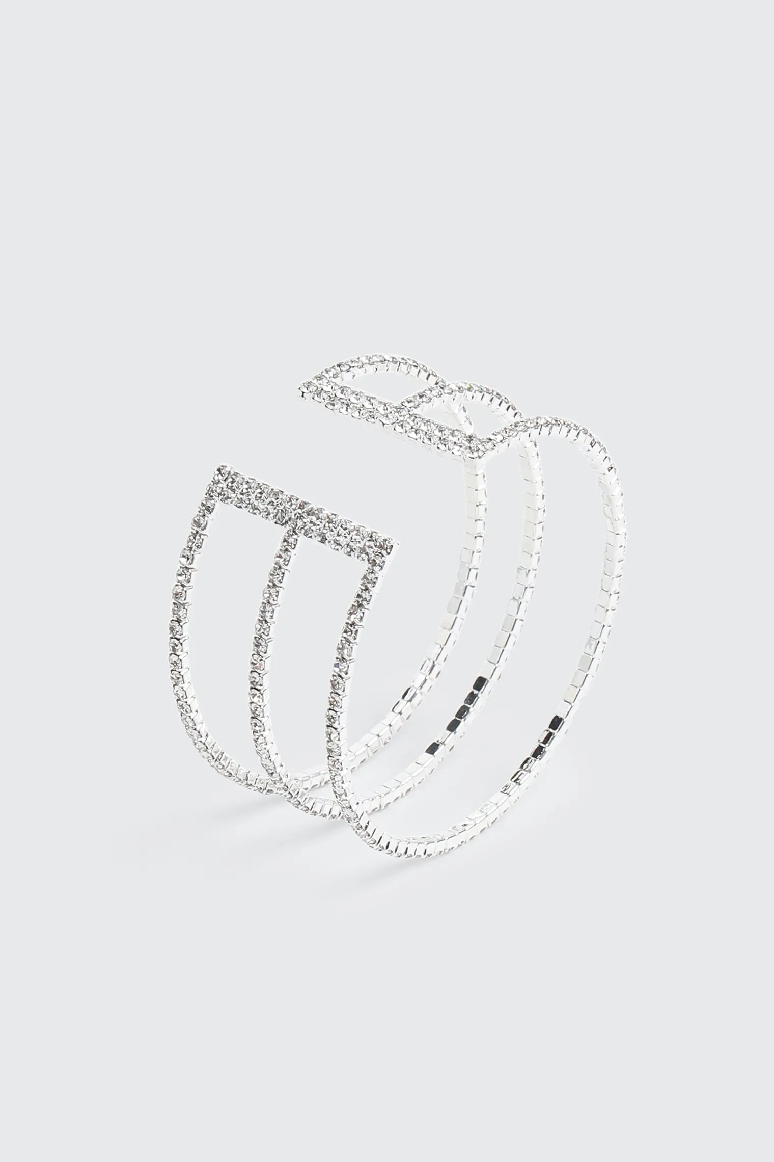 Rhinestone Three-Row Cuff Bracelet