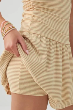 Ribbed Bandeau Ruffled Romper
