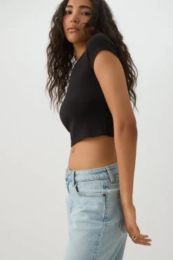 Rib Crew Neck Crop T-Shirt
