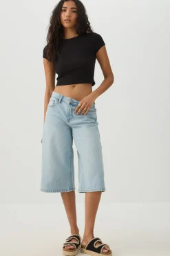 Rib Crew Neck Crop T-Shirt