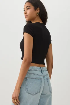 Rib Crew Neck Crop T-Shirt