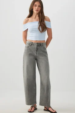 Rib Off Shoulder Crop Top