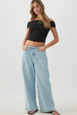 Rib Off Shoulder Crop Top