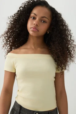 Rib Off Shoulder T-Shirt