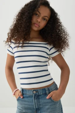 Rib Off Shoulder T-Shirt