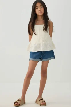 Rolled-Hem Denim Shorts