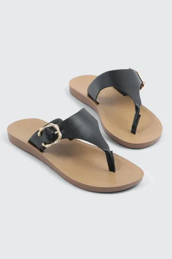 Round Toe Buckle Flat Sandals