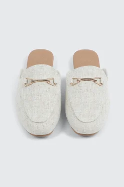 Round Toe Mules with Metal Ornament