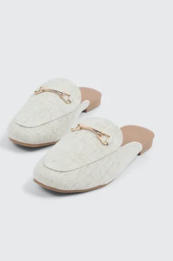 Round Toe Mules with Metal Ornament