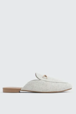 Round Toe Mules with Metal Ornament